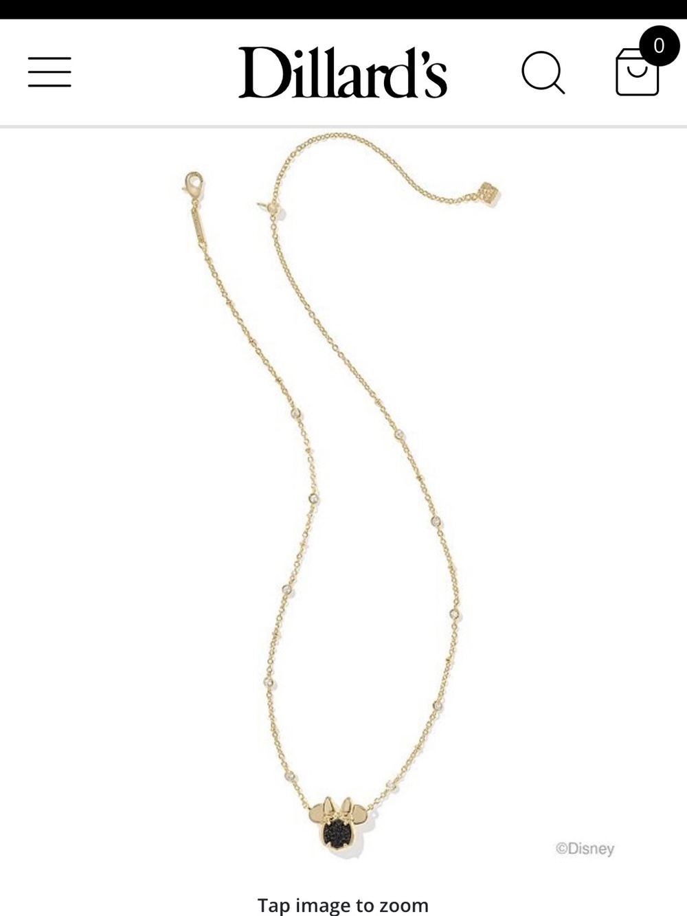 Disney / Kendra Scott Gold Minnie Mouse Short Pendant Necklace black Drusy NEW - Picture 2 of 9